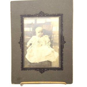 Antique Gelatin Silver Print Cabinet Card, Albumen Infant Portrait, Victorian